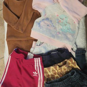 12 month girl baby clothes, mini wardrobe lot, Adidas, Kate Quinn, H&M